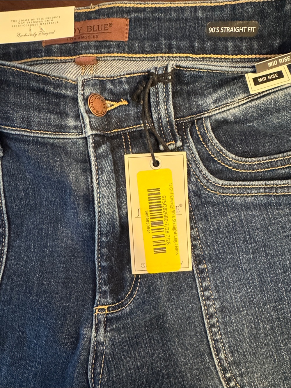 NEW Judy Blue 90's Straight Leg Patch Pocket Jeans Size 7/28 - Picture 10 of 10